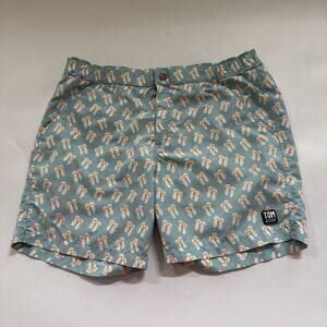 Tom & Teddy Swim Trunks Mens Flip Flops All Over Print Medium Preppy Beachy